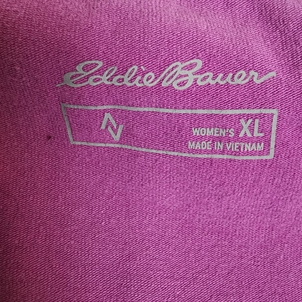 Eddie Bauer Womens XL Purple Maroon Colorblock Raglan Short Sleeve Scoop Neck - Picture 2 of 3